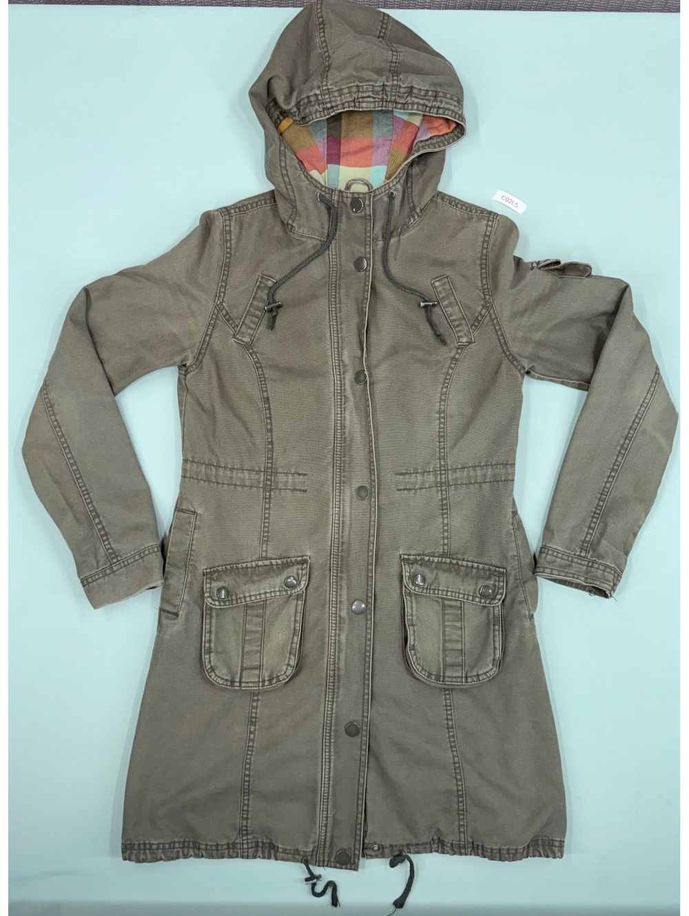 Mossimo Supply Co. Women's Medium Hooded Utility Jacket with Plaid Lining